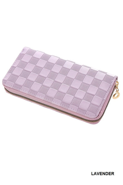 Checkered Monogram Vegan Leather Long Wallet