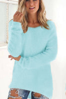 CWOSWL0659_Casual Long Sleeve Crew neck Pullover Sweater: LTPINK / (XL) 1