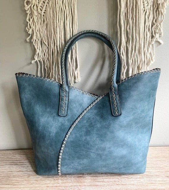 COL001-2 2-in-1 Stitch Trim Detail Shoulder/Tote Set Bag