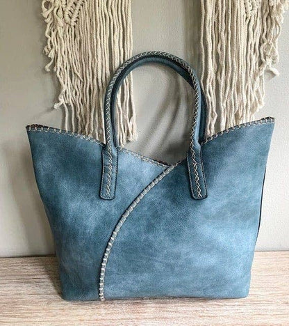 COL001-2 2-in-1 Stitch Trim Detail Shoulder/Tote Set Bag