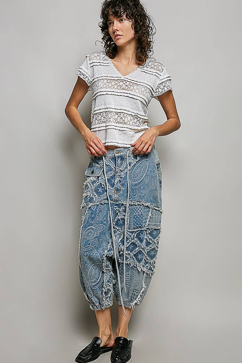 Feminine Lace V Neck Short Sleeve Top Trim Raw Edge