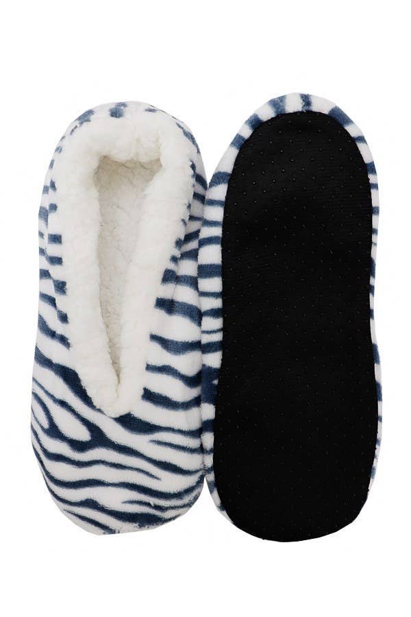 Fuzzy Plush Fleece Lined Holiday Gripper Sock Slippers