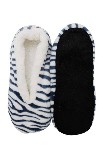 Fuzzy Plush Fleece Lined Holiday Gripper Sock Slippers