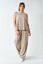 Mono B Ribbed Tank & Wide Leg Pant Set (KSET5811)