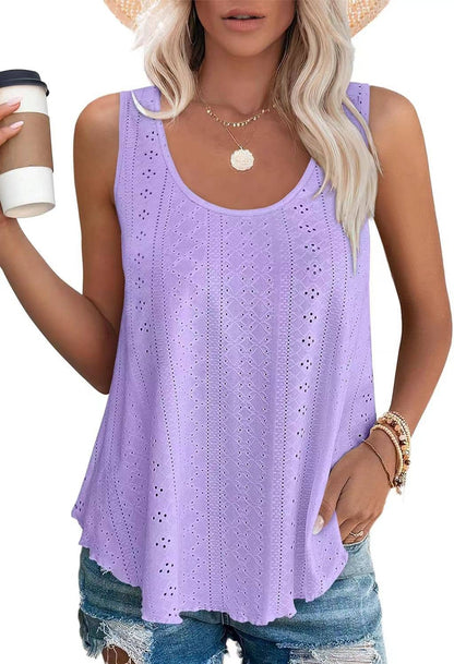 Women's Summer Loose Fit Round Neck Sleeveless Vest Top