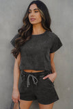 Acid Washed Short Lounge Set | S-XL: Dark Gray / Missy / XL