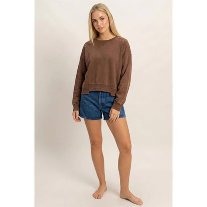 Acid Wash Seam Detail Crew Neck Sweatshirt DZ26A655