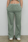 AAB126: S / SAGE GREEN Wide Leg Lightweight Elastic waistband Sweat Pants Sweatpants