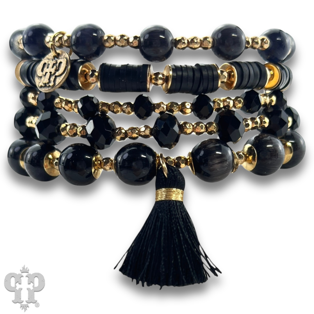 Mixed bead bracelet set with tassel - LC