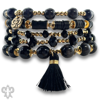 Mixed bead bracelet set with tassel - LC