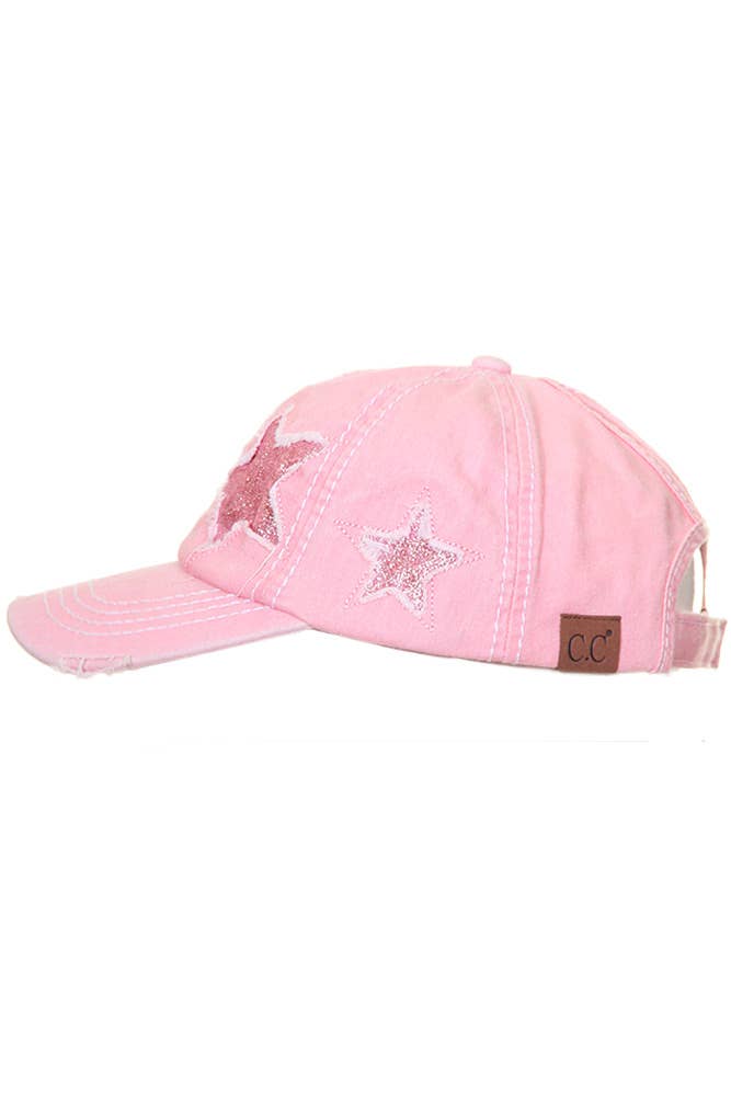 C.C Distressed Pony Cap with Glitter Star