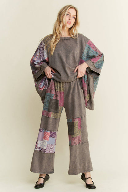 Mineral Washed Boho Block Patch pants HP6579