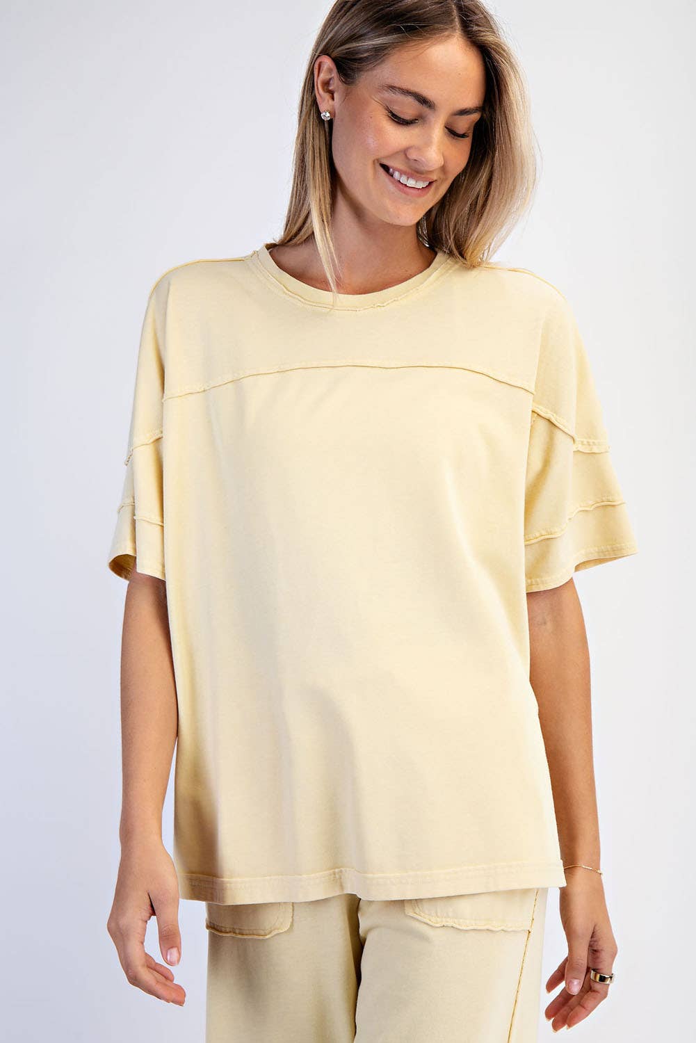 Rae Mode Mineral Washed Short Sleeve Top T Shirt T9984