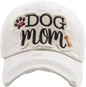 DOG MOM WASHED VINTAGE BALLCAP: WHT