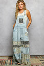 POL Printed Fabric Ruffle Wide Leg Overalls