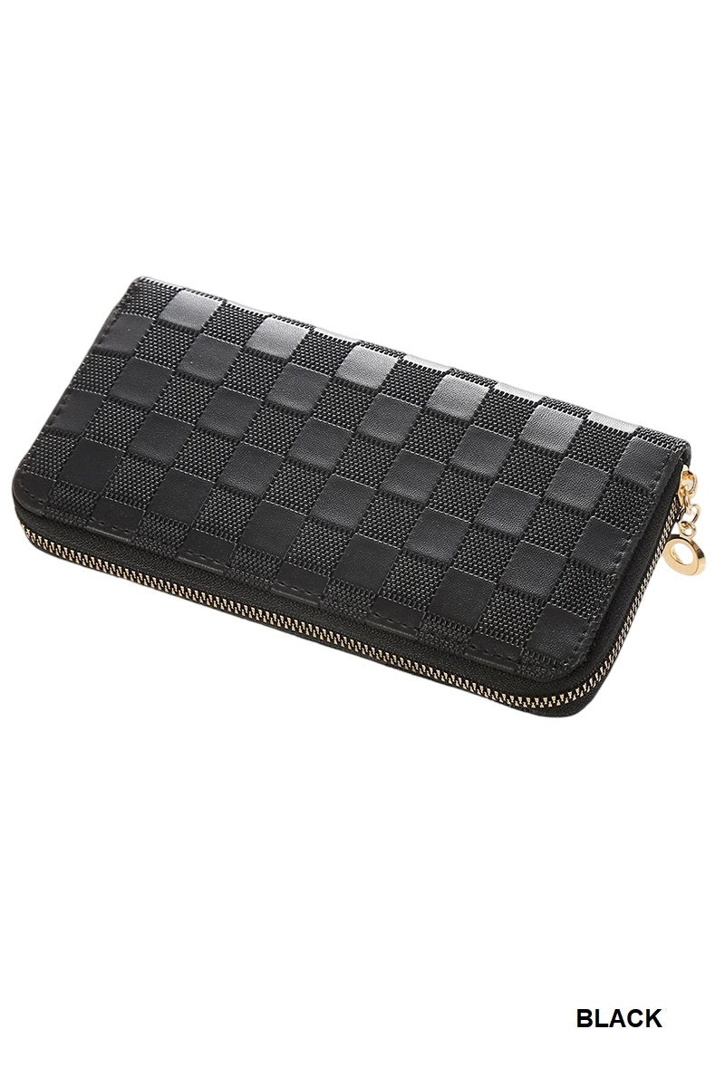 Checkered Monogram Vegan Leather Long Wallet