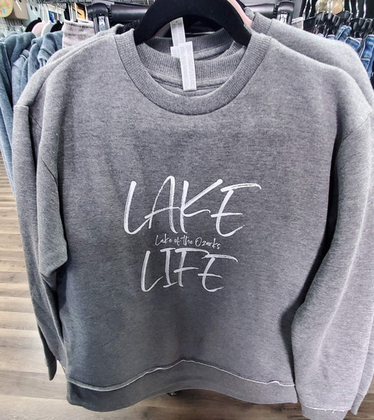LAT Lake Life Grey Crewneck Sweatshirt