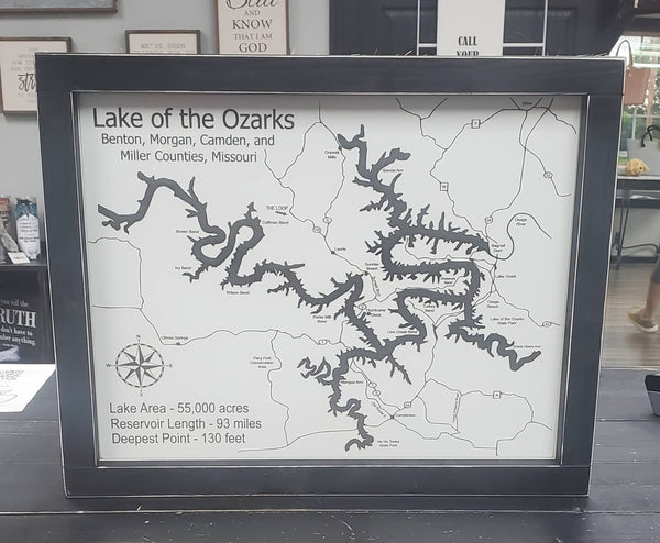16x20 LOTO Lake of the Ozarks with Roads Sign
