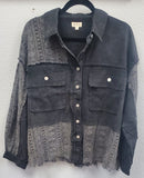 POL Button Down Shirt Jacket Thermal Woven Crochet Fabric