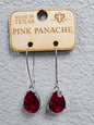 Small red pear shaped drop on silver kidney wire Earrings Pink Panache