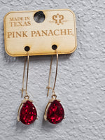 Small red pear shaped drop on gold kidney wire Earrings Pink Panache