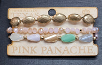 3 strand light multi-color and gold bead bracelet Pink Panache
