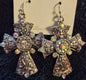 Chunky bling Cross earrings