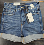 High Waist Tummy Control Vintage Wash Cuffed Shorts Judy Blue 150246