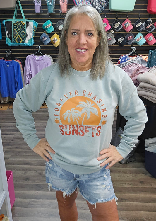 Chasing Sunsets Crewneck Sweatshirt Sage