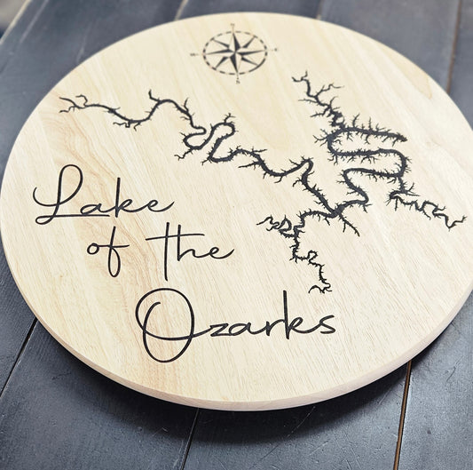 Lake of the Ozarks Map Lazy Susan Wood Turntable