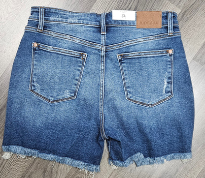 152103 Judy Blue 2 Button Dad Shorts w/ Destroy