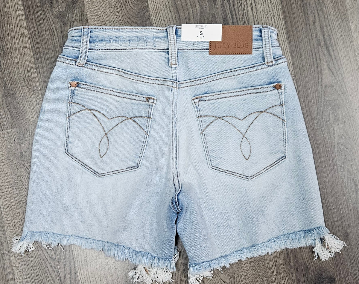 Button Dad Short 15286 Judy Blue Long Cut-Off 2-Button Dad Shorts – Grace+Grit ...