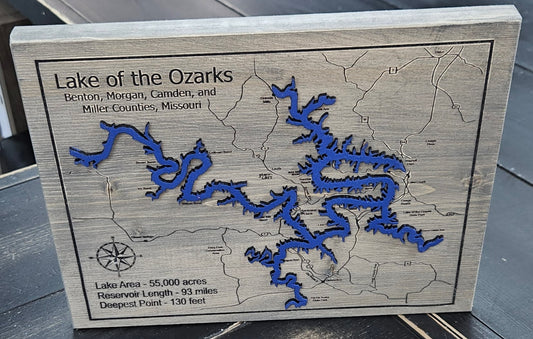 Lake Of the Ozarks Unframed Map Sign