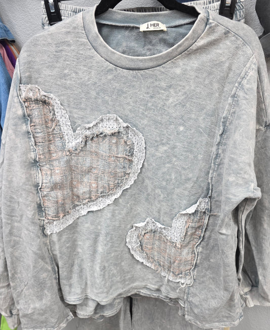 J.Her HP6586 Mineral Washed Heart Pants