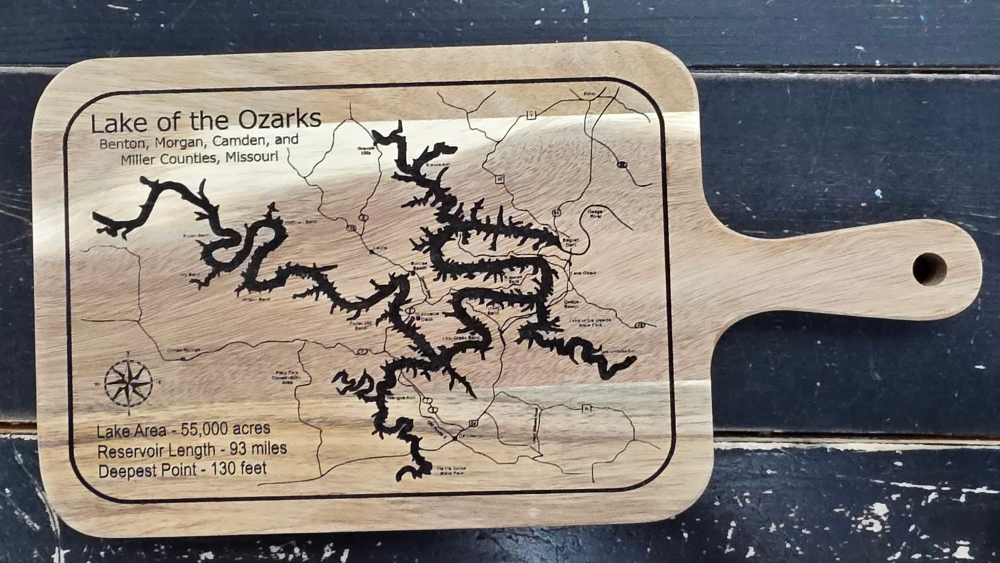 Lake of the Ozarks Rectangular Cutting Board with handle