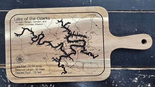 Lake of the Ozarks Rectangular Cutting Board with handle