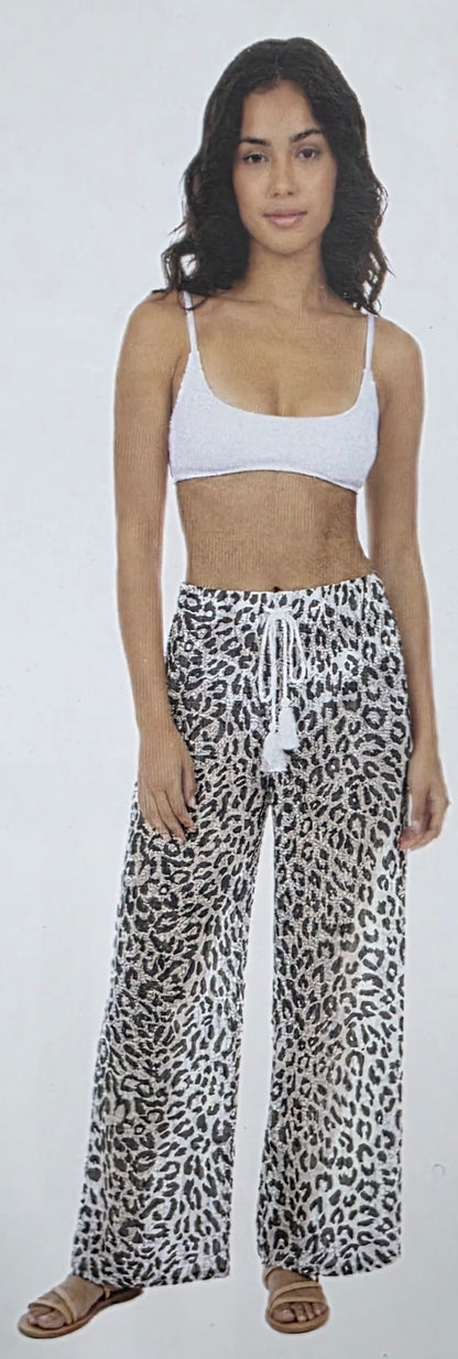 Black Leopard printed mesh Pants
