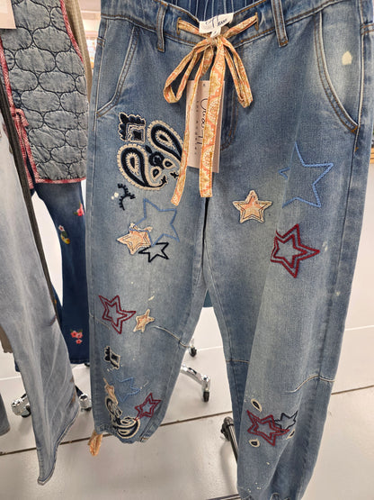 Oli & Hali Washed Stars Paisley jeans