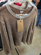 POL Vintage Washed Cut & Sew Sweater Knit Top