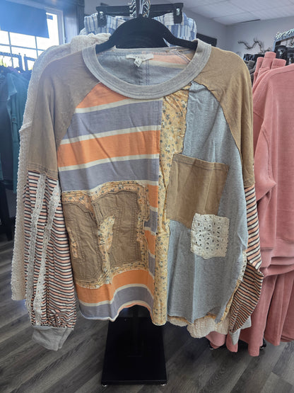 Oli Hali Washed patchwork mix media Top Shirt JT0168VV