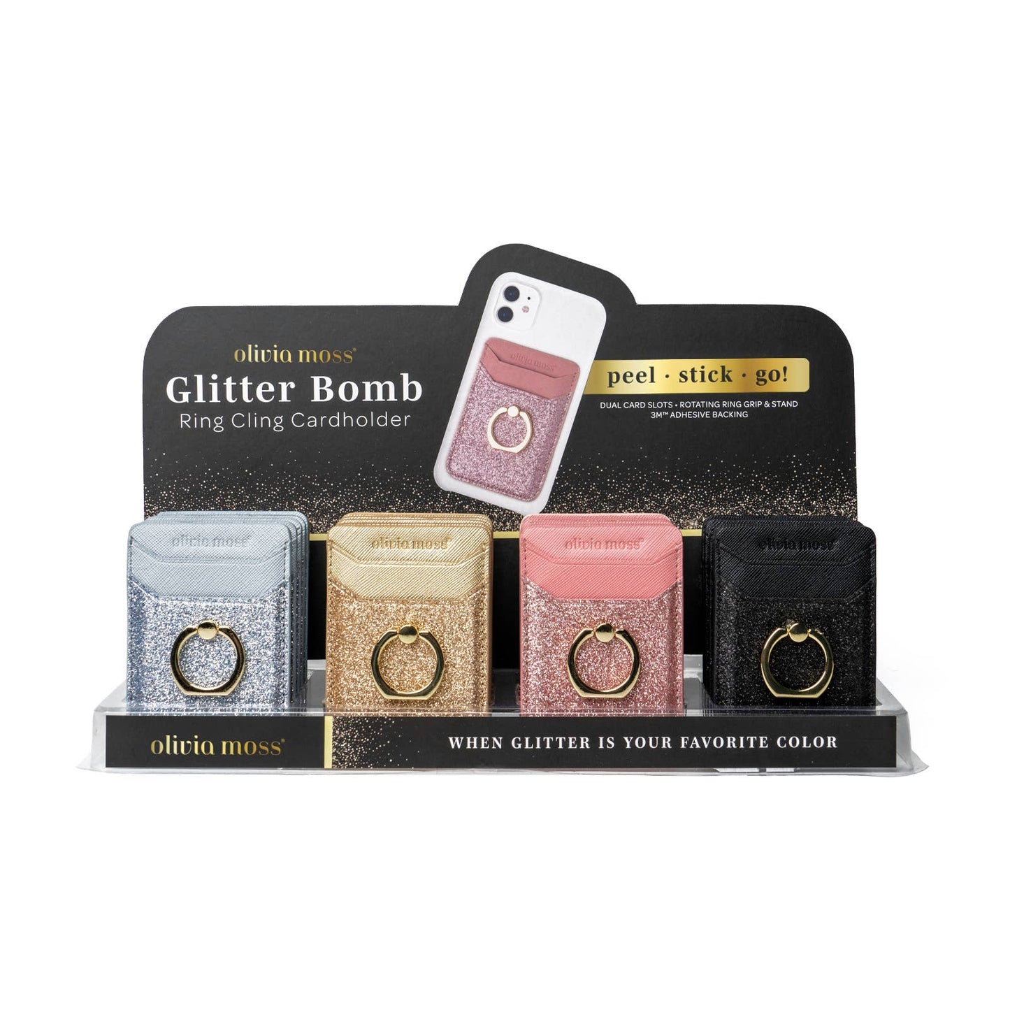 Olivia Moss® Glitter Bomb Ring Cling Cardholder