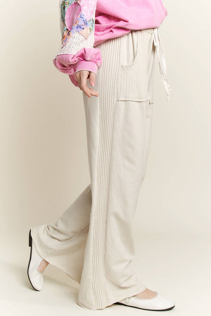 Best Mineral Wash Side Knit detail wide leg pants HE5878P