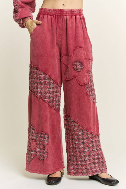 Mineral Washed Tweed Daisy patch Wide leg pants HP6751