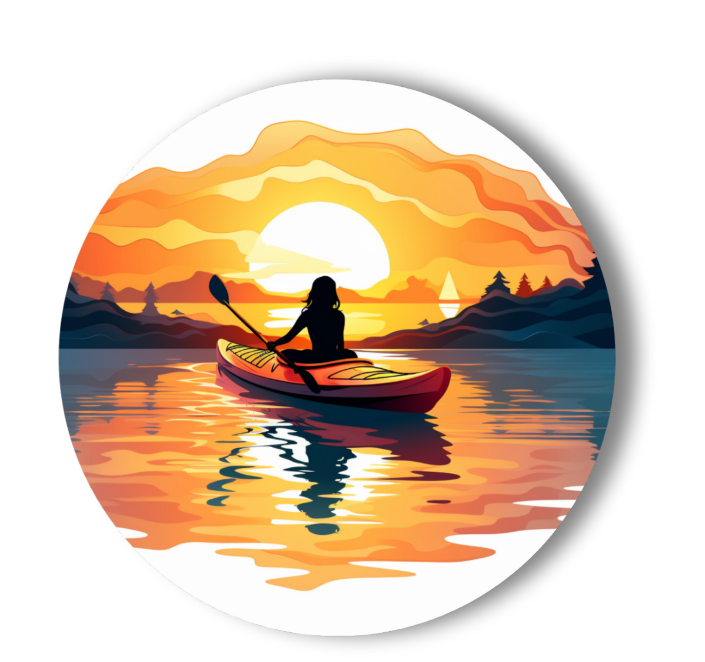 Sunset Kayaking Sticker - Transparent/Opaque Vinyl