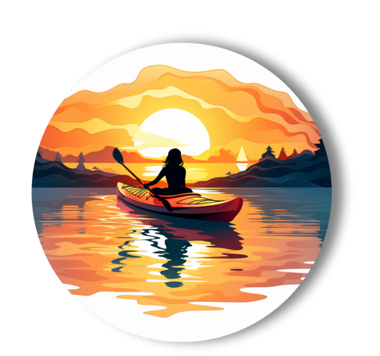 Sunset Kayaking Sticker - Transparent/Opaque Vinyl
