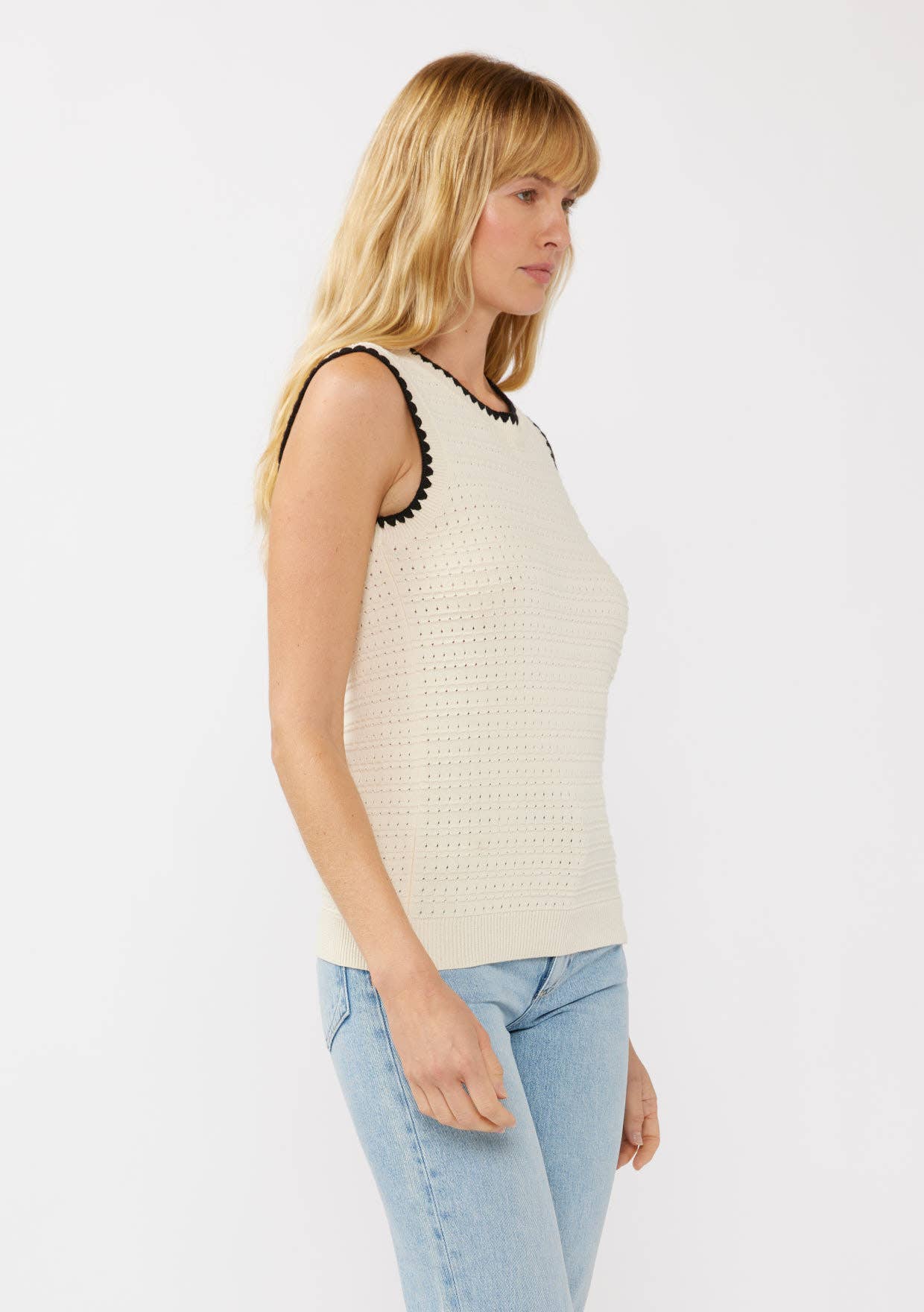 Chain Link Crewneck Tank Sweater Top