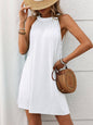 Solid Color Round Neck Hanging Neck Loose Sleeveless Dress Women