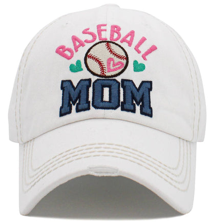 Baseball Mom Washed Vintage Ballcap: BUR