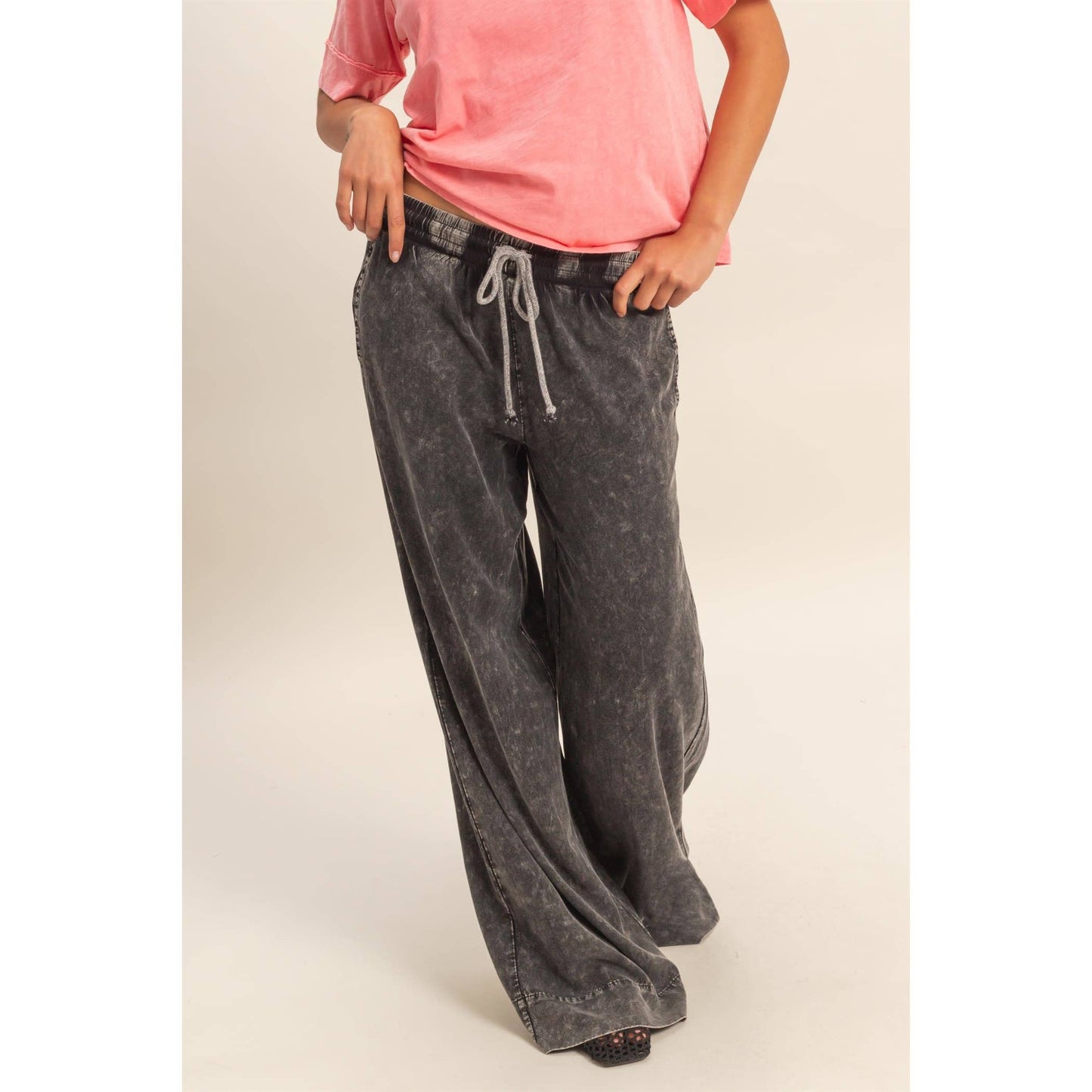 Hyfve DZ26A651 Mineral Washed Wide Leg Pants