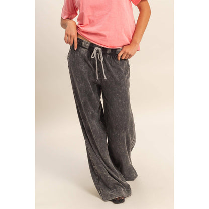 Hyfve DZ26A651 Mineral Washed Wide Leg Pants